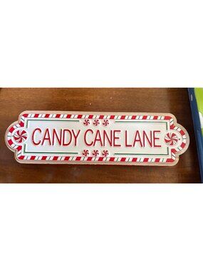 Candy Cane Lane Tabletop Holiday Sign By Ashland Christmas Décor Long Wood & Met